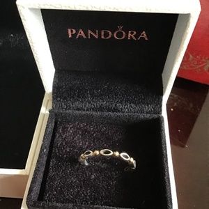 Pandora two tone ring silver and 14K gold
